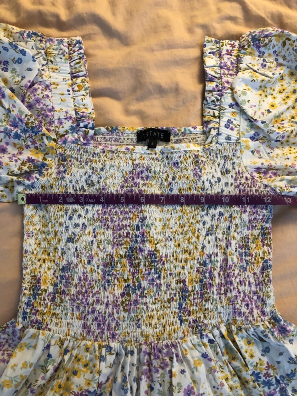 1.STATE Square Neck Puff Sleeve Smocked Dress - Picture 10 of 10